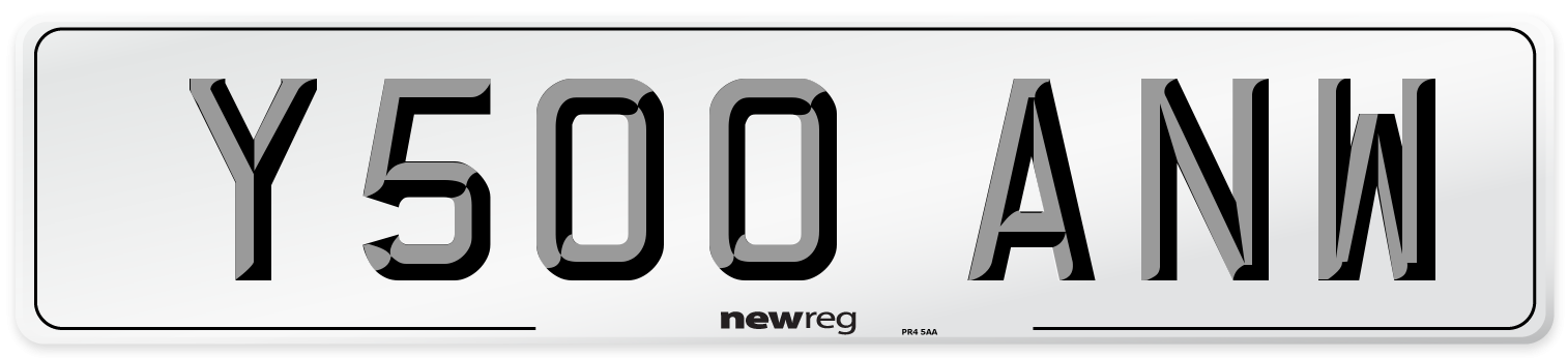 Y500 ANW Number Plate from New Reg